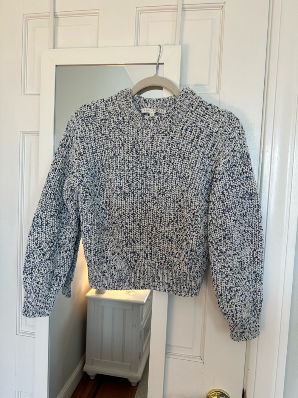 Veronica Beard Blue Speckled Cable Knit Sweater